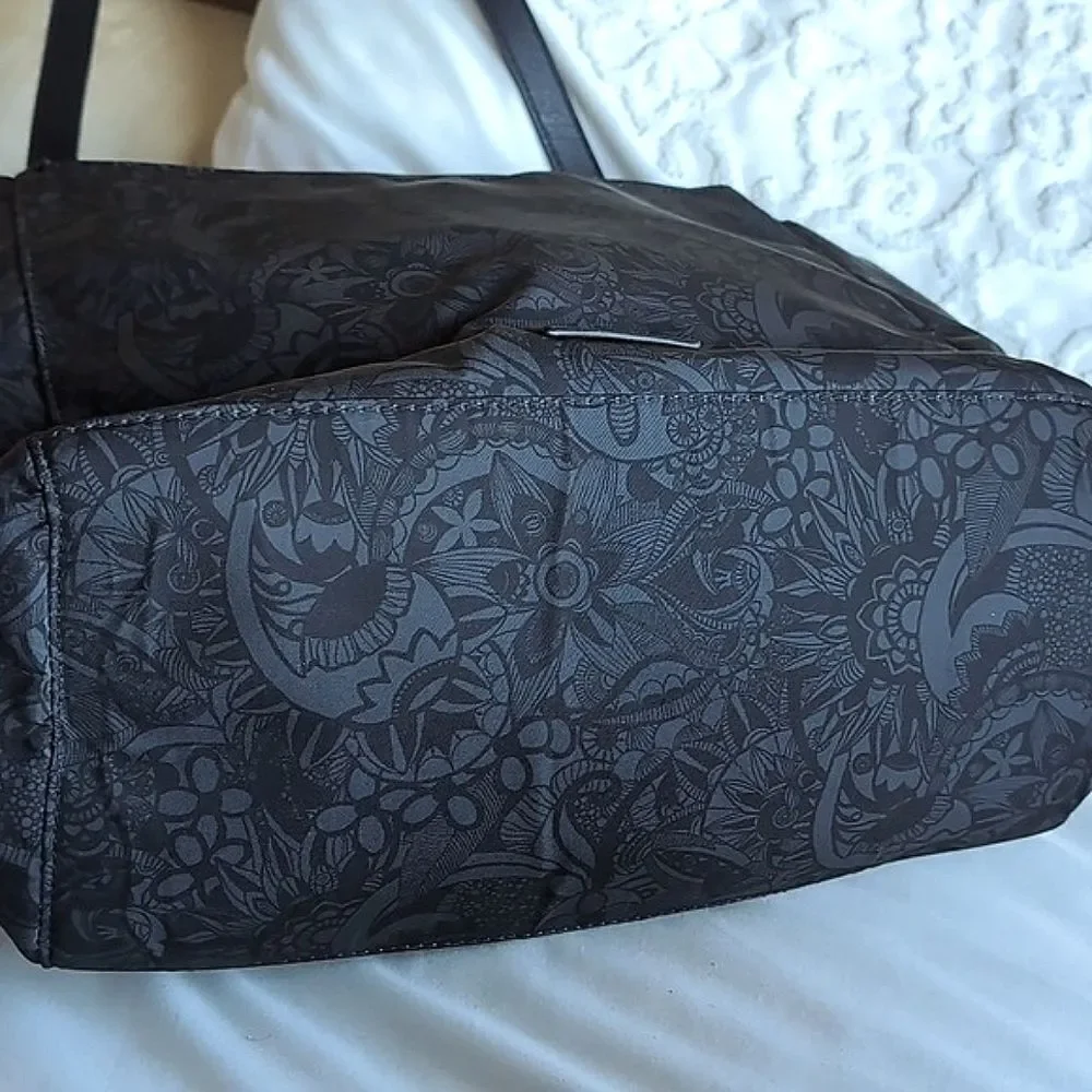 Sakroots Large Travel/Laptop Tote Gray/Black Floral Pattern NWOT